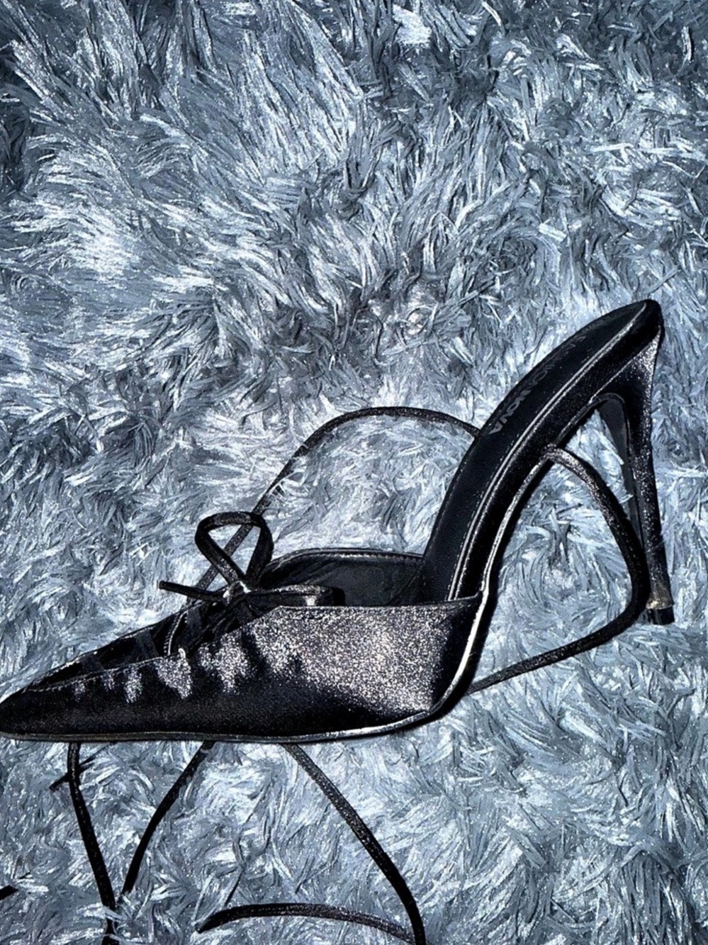 Fashion Nova Black Lace-Up Pointed Toe Heels